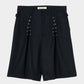 piercing stripe cross tack half pants Black【Delivery in July 2026】