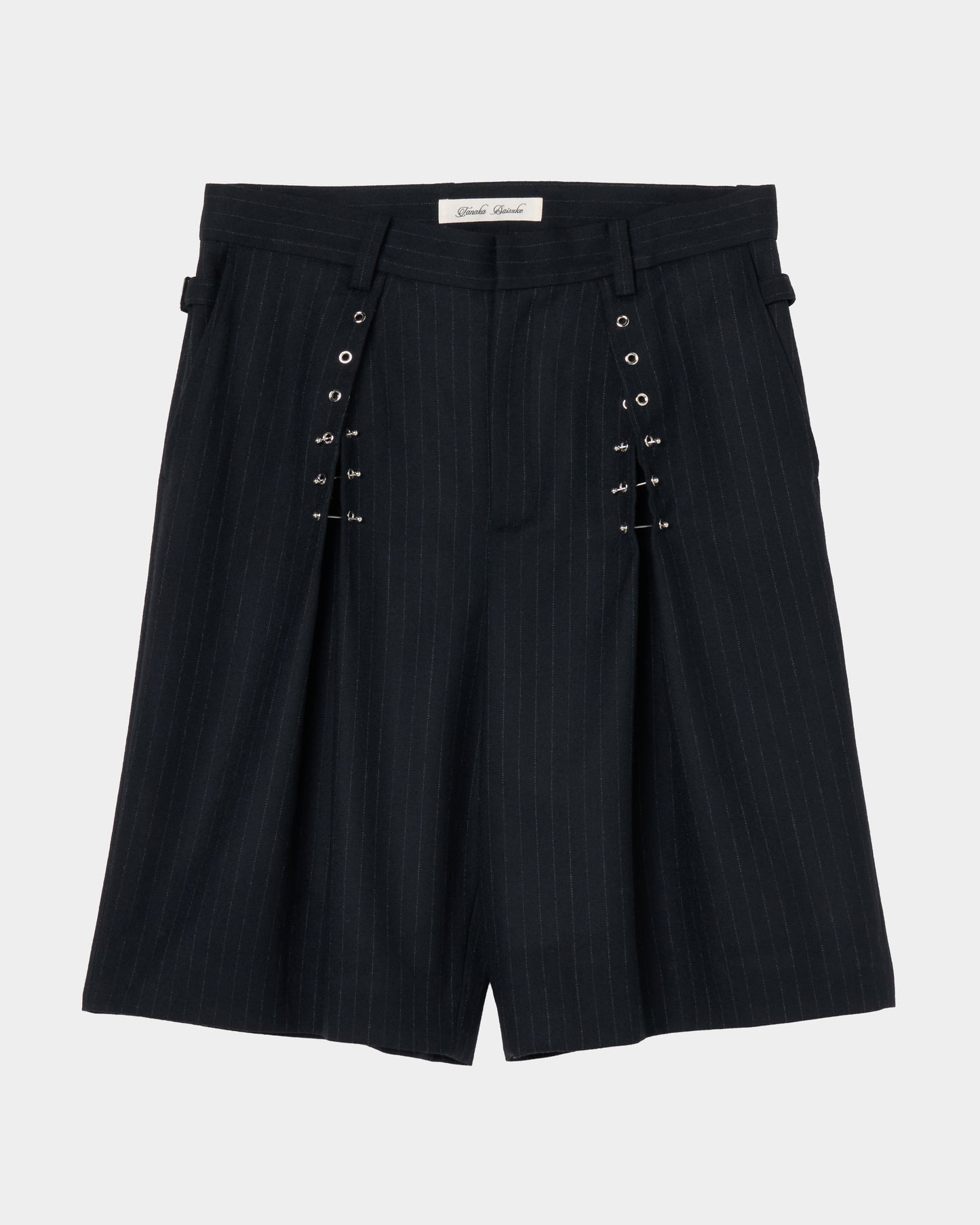 piercing stripe cross tack half pants Black【Delivery in July 2026】