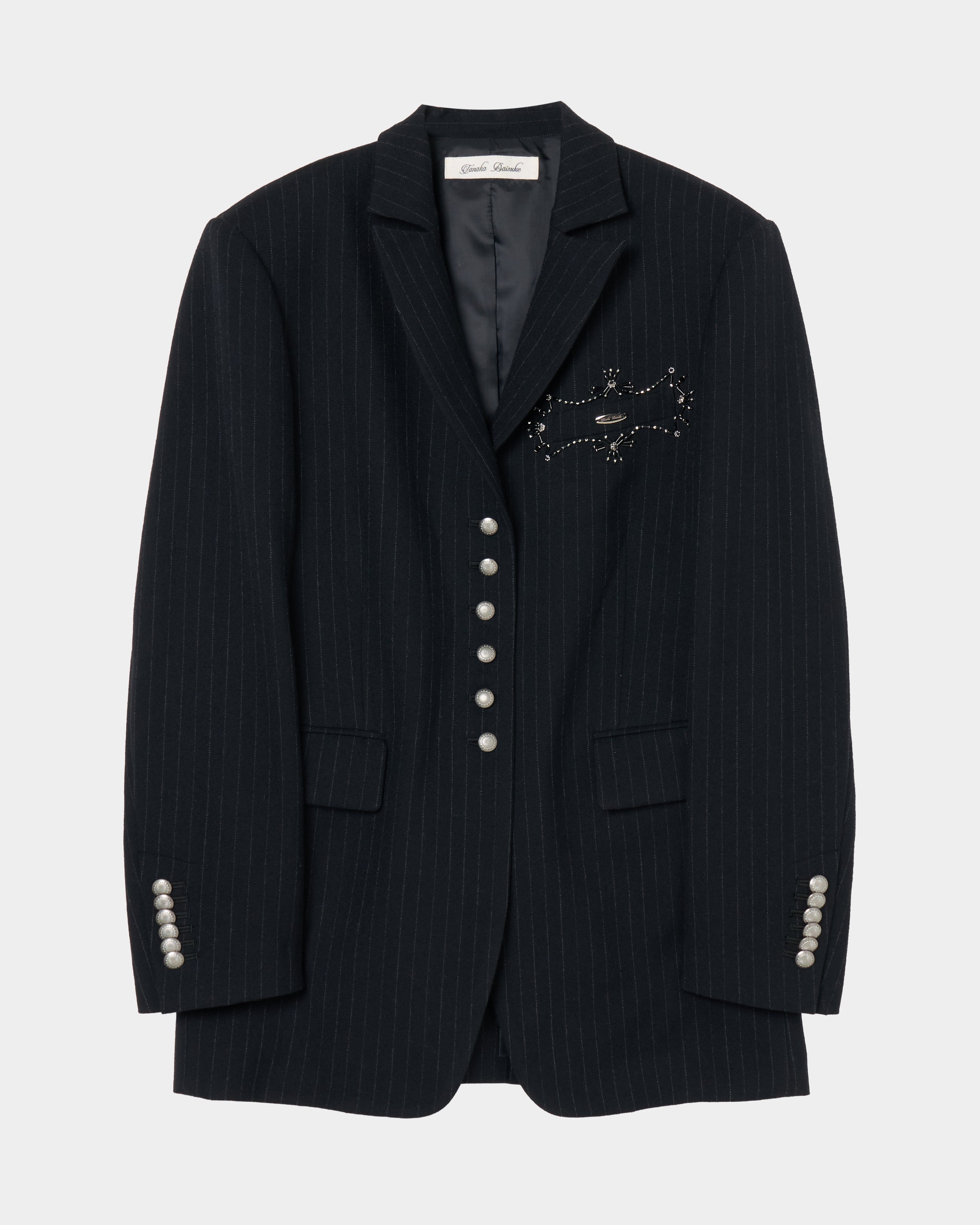 metal embroidery stripe wool jacket Black – tanakadaisuke