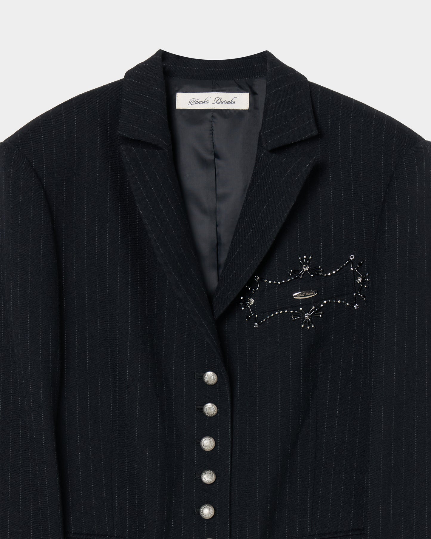 metal embroidery stripe wool jacket Black【Delivery in July 2026】