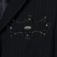 metal embroidery stripe wool jacket Black【Delivery in July 2026】