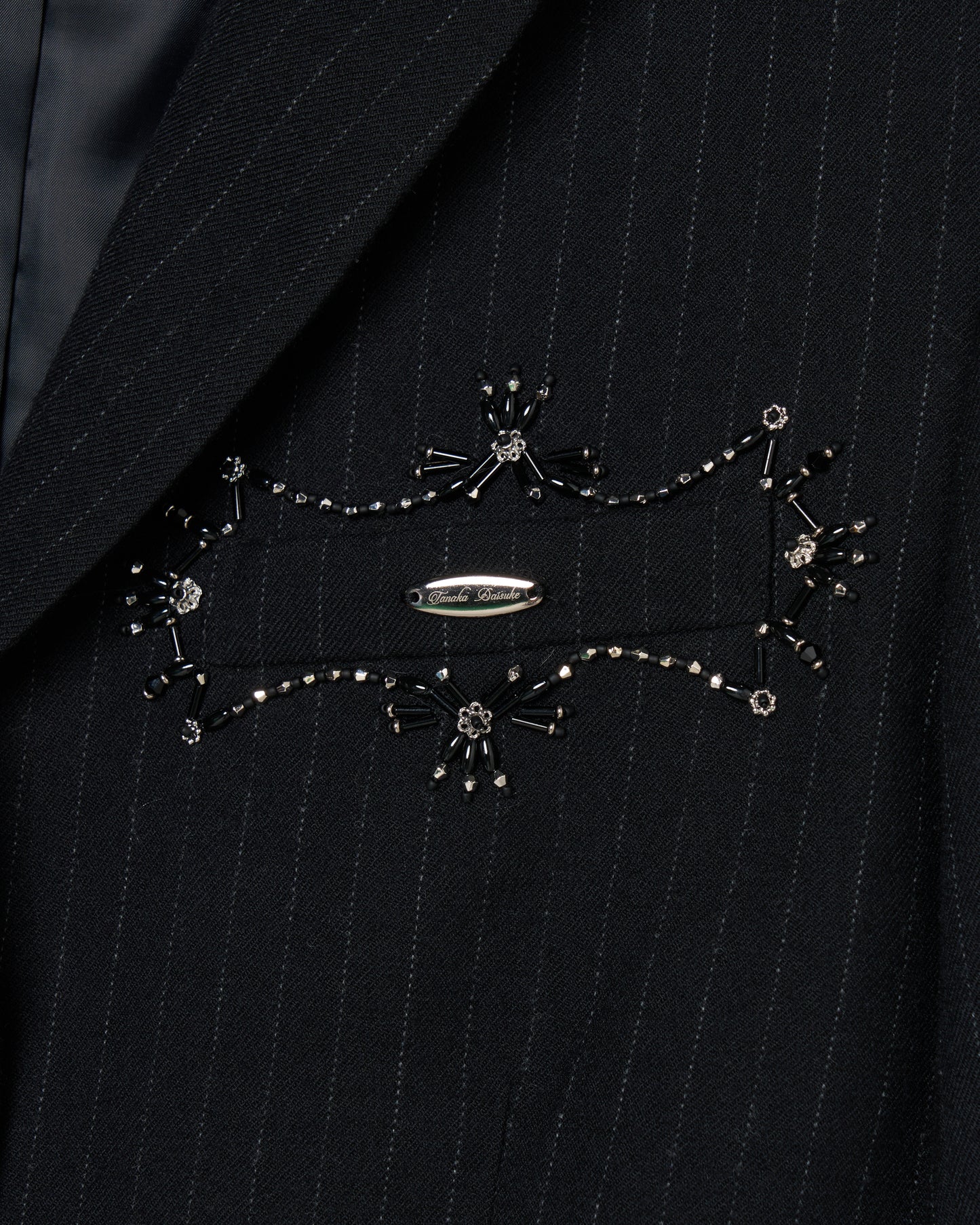 metal embroidery stripe wool jacket Black【Delivery in July 2026】