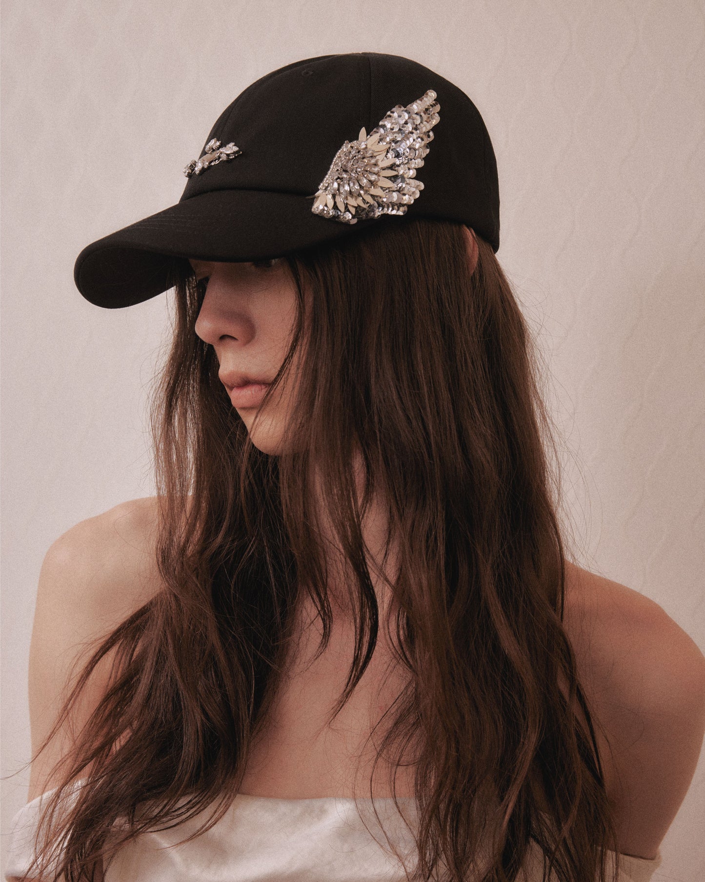 Silver crystal bijou wing cap Black【Delivery in March 2027】