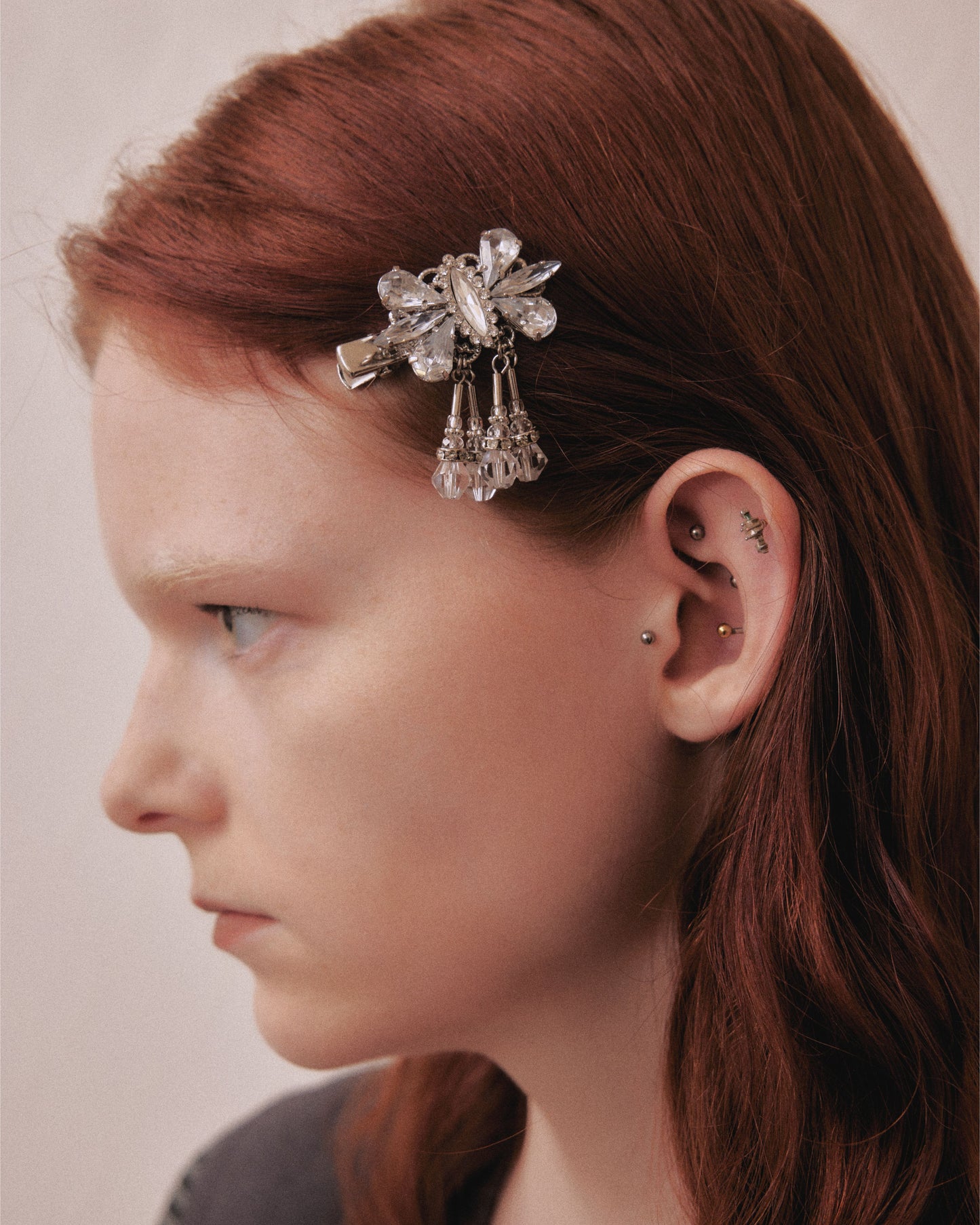 Ribbon bijou hair clip Silver【Delivery in February 2027】