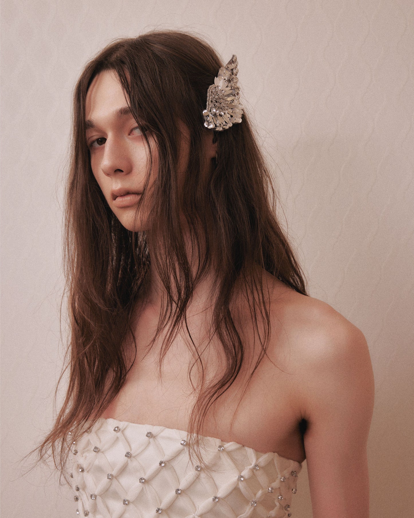 Silver crystal bijou wing barrette【Delivery in February 2027】