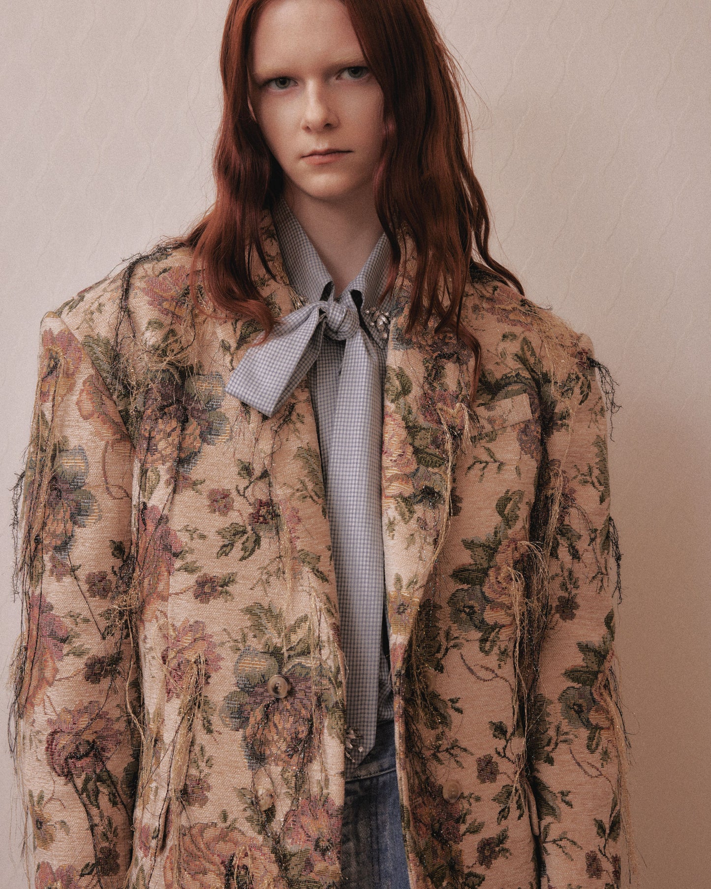 bijou check bow tie shirt Blue【Delivery in February 2027】