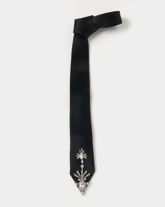 【New item】crystal silver tip black tie【Delivery in April 2026】