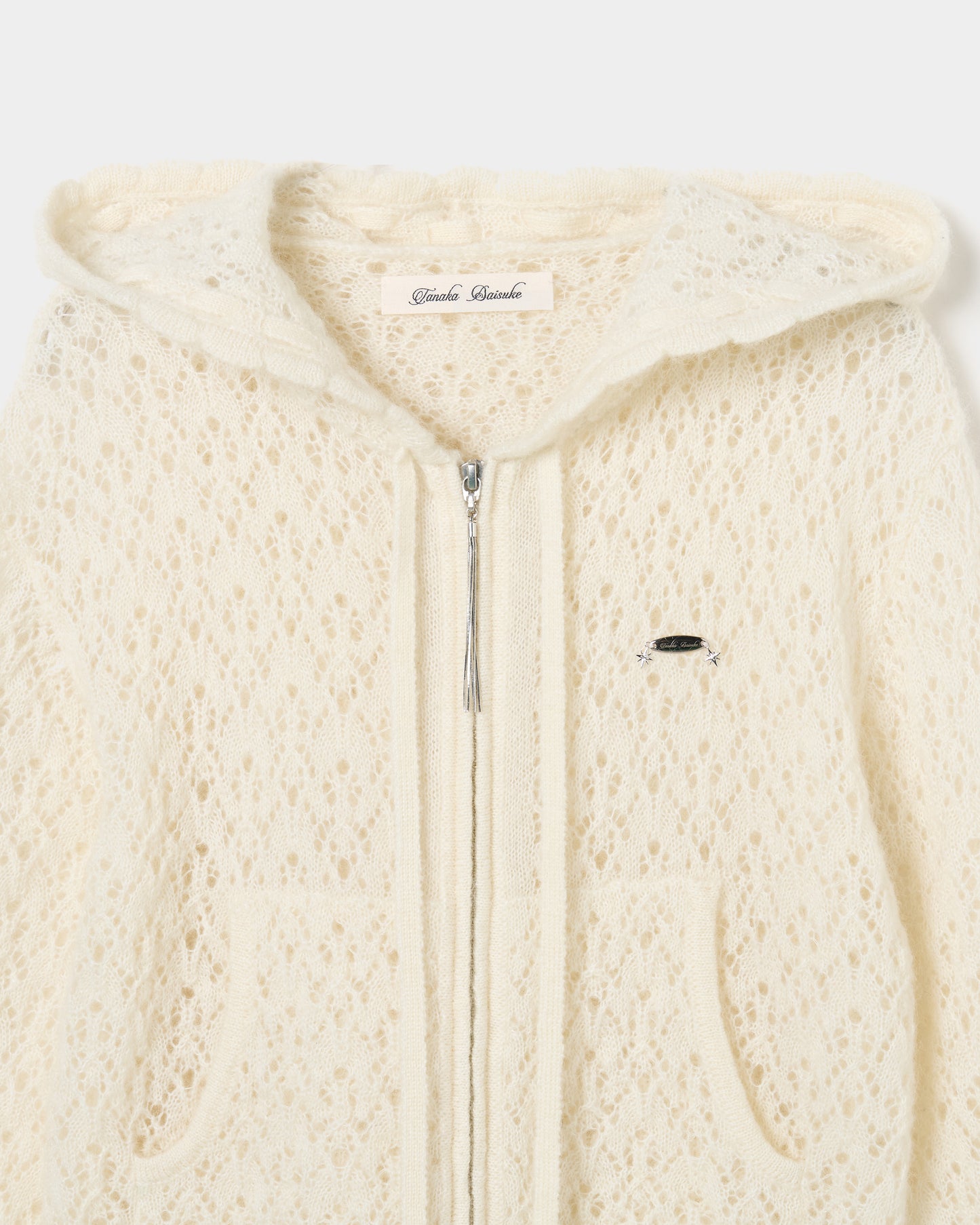 mohair lace knit hoodie Ivory【Delivery in August 2026】