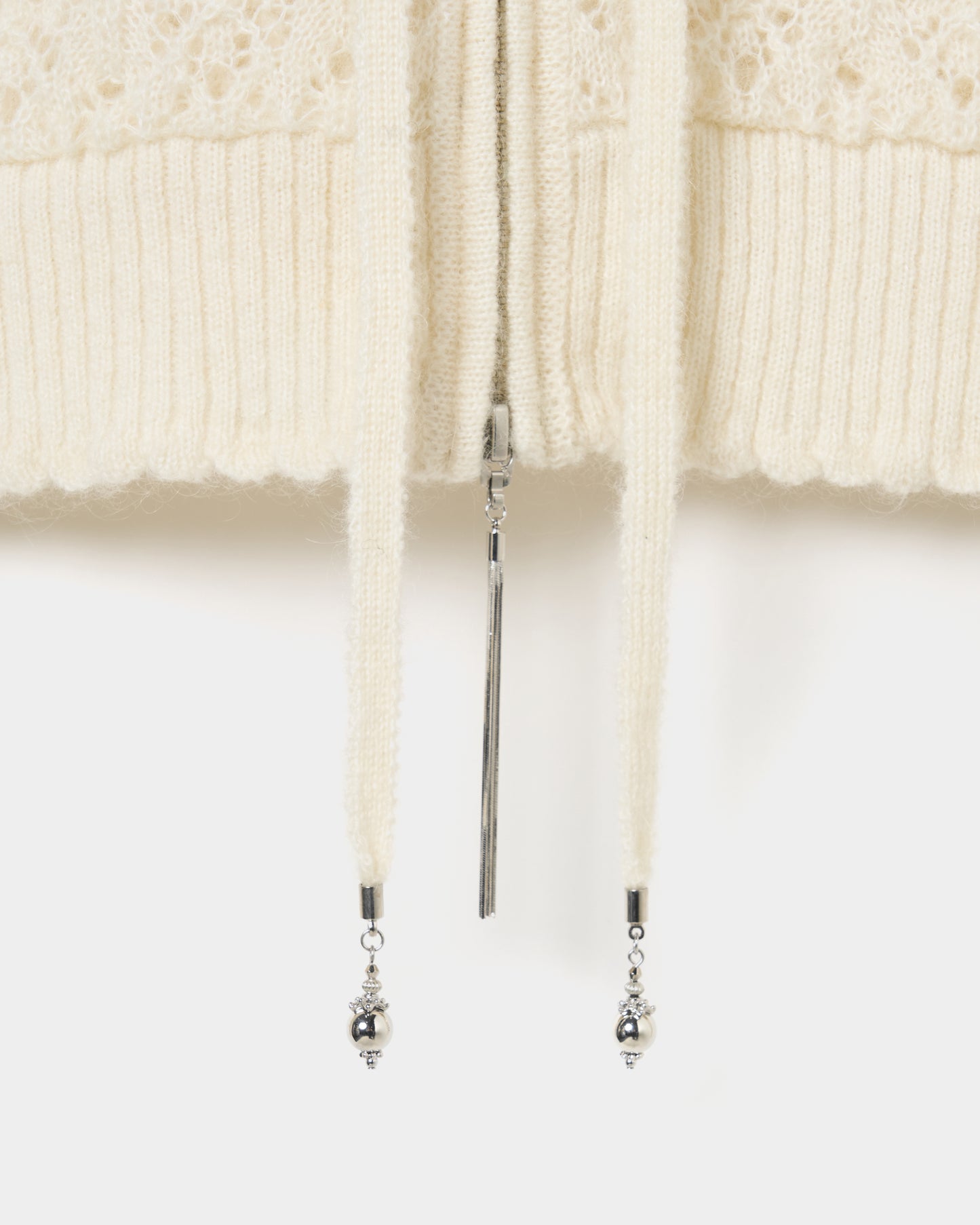 mohair lace knit hoodie Ivory【Delivery in August 2026】