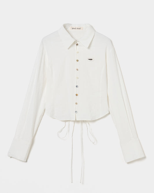 shell button cropped blouse White【Delivery in June 2026】