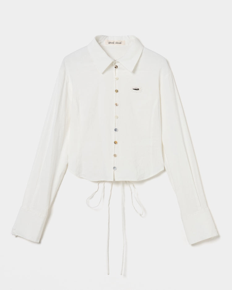 shell button cropped blouse White【Delivery in June 2026】