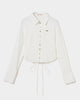 shell button cropped blouse White【stock】