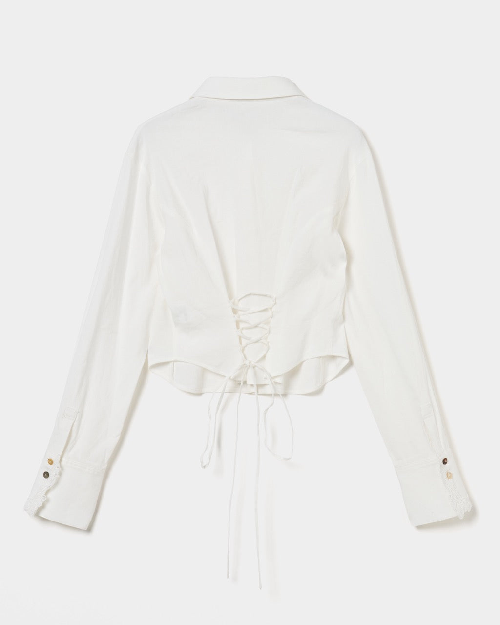 shell button cropped blouse White【Delivery in June 2026】