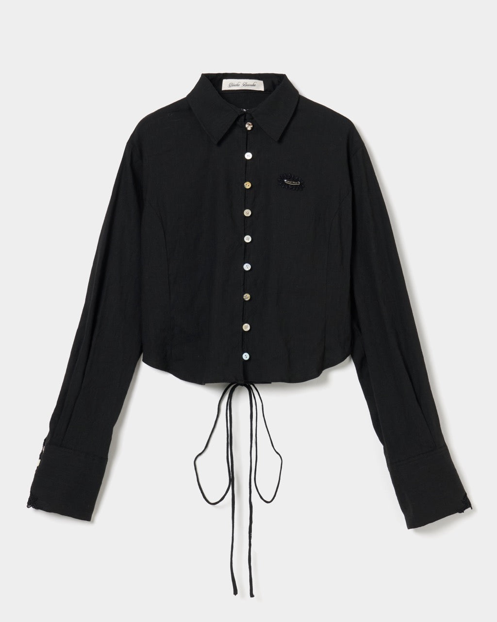 shell button cropped blouse Black【Delivery in June 2026】