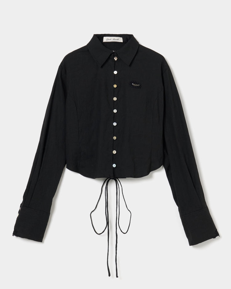 shell button cropped blouse Black【Delivery in June 2026】
