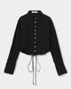 shell button cropped blouse Black【stock】