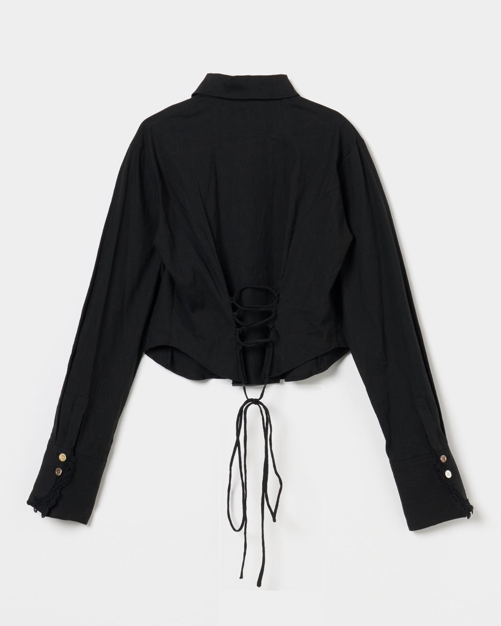 shell button cropped blouse Black【Delivery in June 2026】