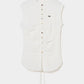 shell button side tack no sleeve blouse White【Delivery in June 2026】
