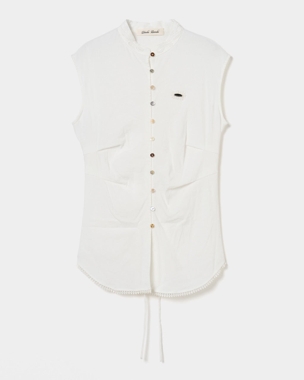 shell button side tack no sleeve blouse White【Delivery in June 2026】