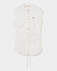 shell button side tack no sleeve blouse White【stock】