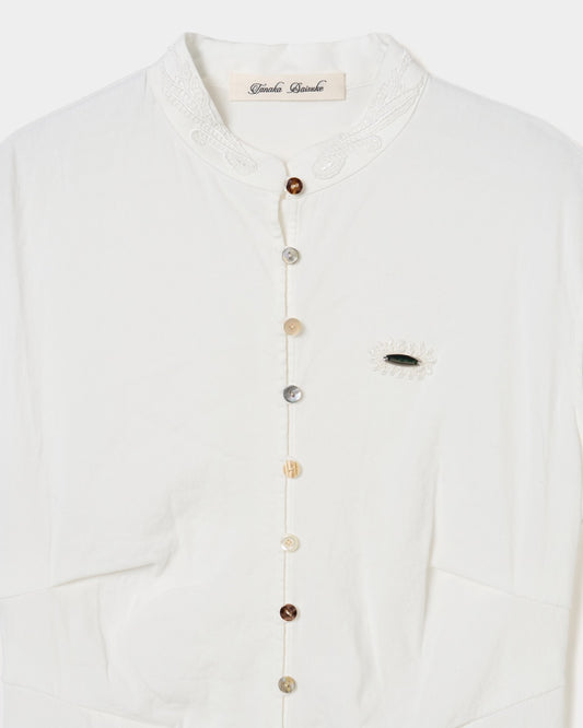 shell button side tack no sleeve blouse White【Delivery in June 2026】