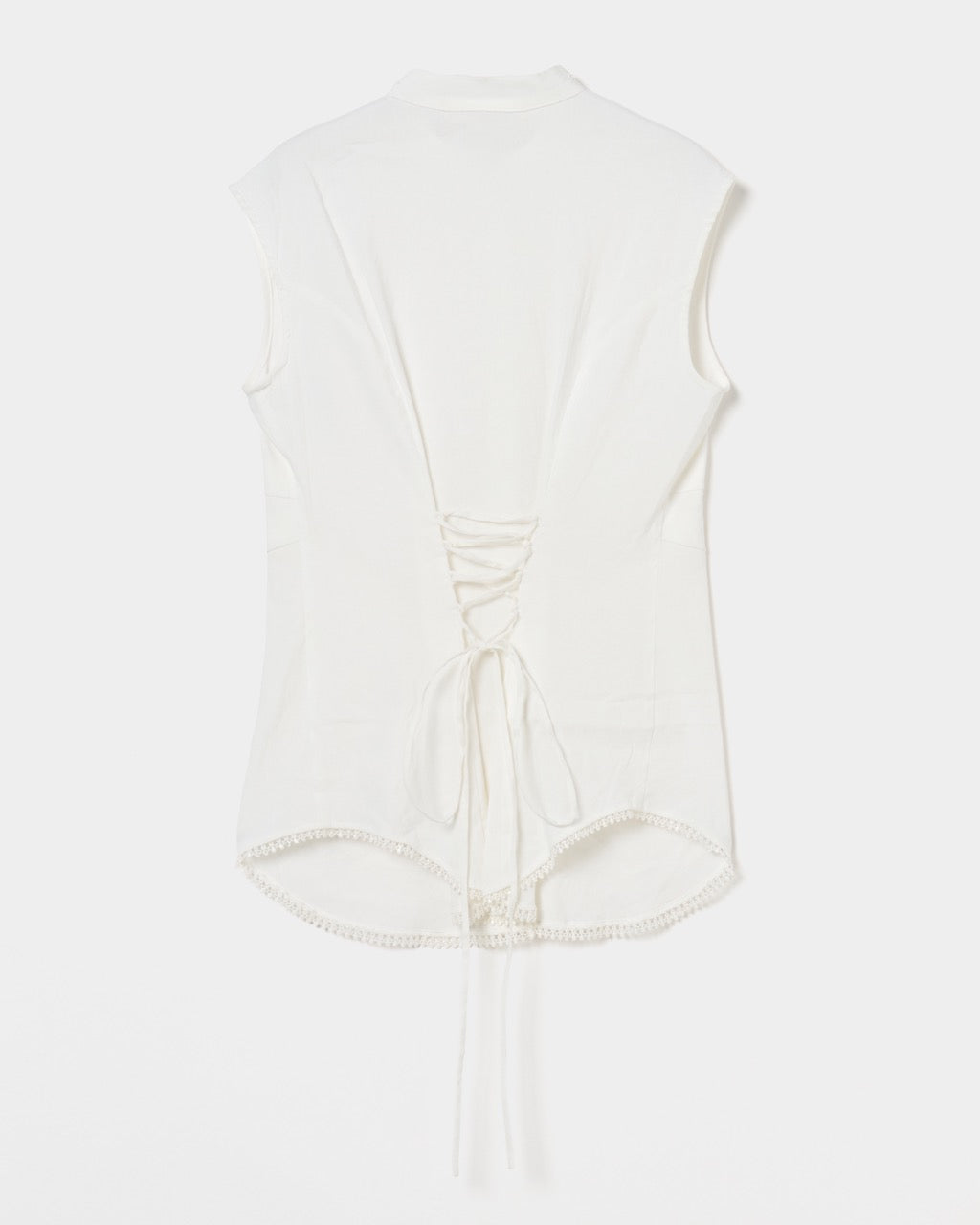 shell button side tack no sleeve blouse White【Delivery in June 2026】