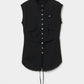 shell button side tack no sleeve blouse Black【Delivery in June 2026】