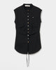 shell button side tack no sleeve blouse Black【stock】