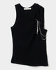 one-side drape gather tank top Black【stock】