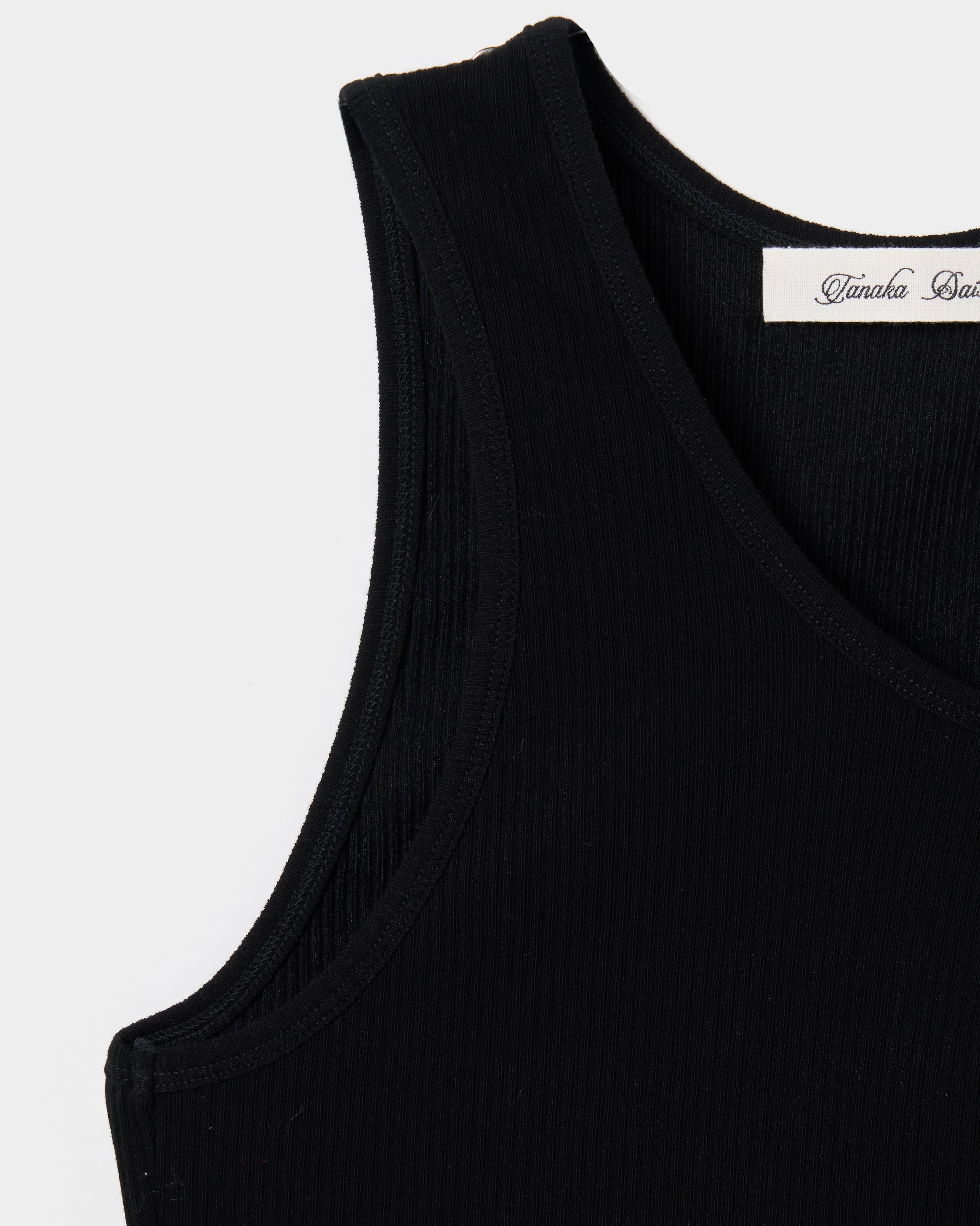 one-side drape gather tank top Black – tanakadaisuke