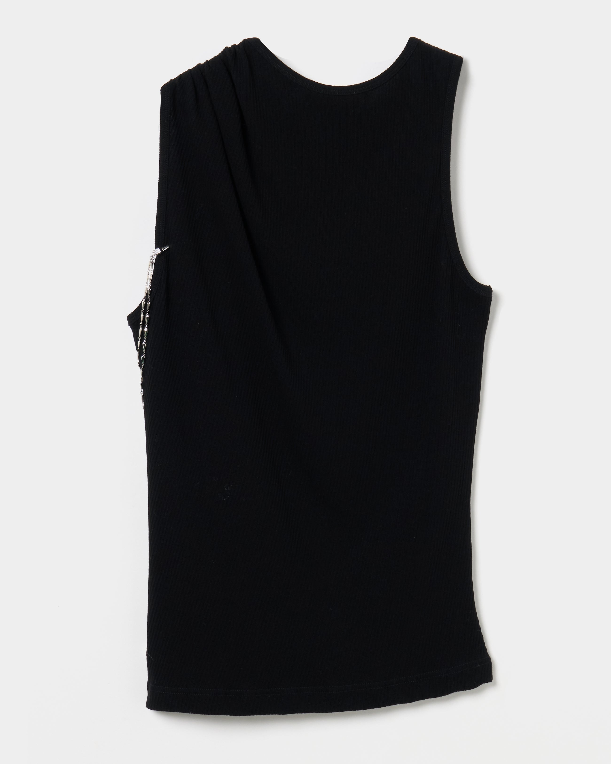 one-side drape gather tank top Black – tanakadaisuke