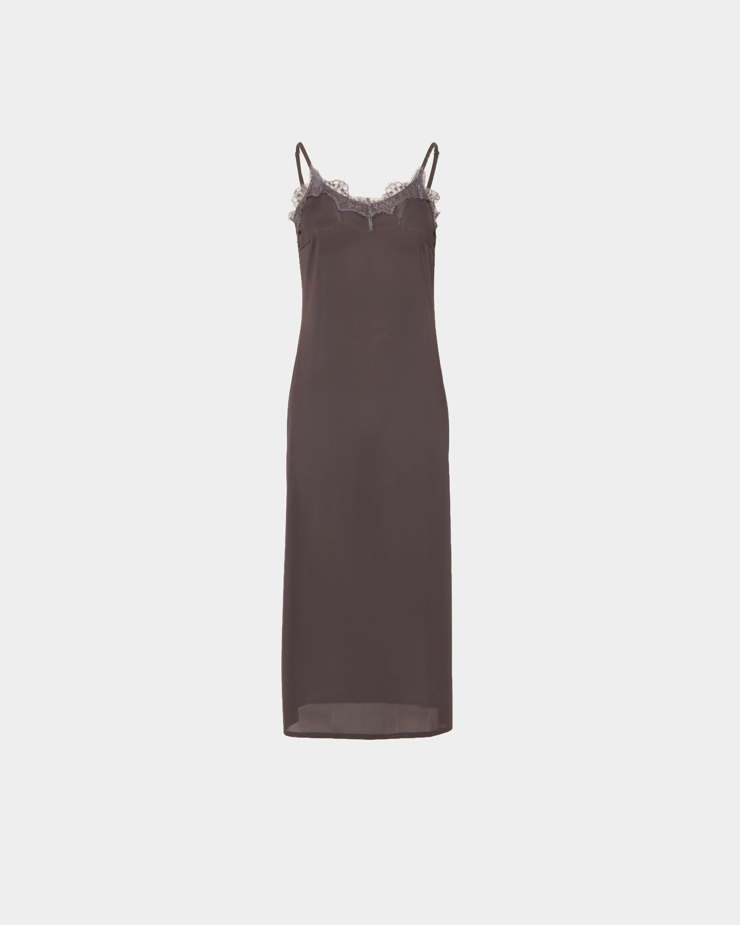 lace layered drape jersey dress Brown【Delivery in July 2026】