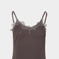 lace layered drape jersey dress Brown【Delivery in July 2026】