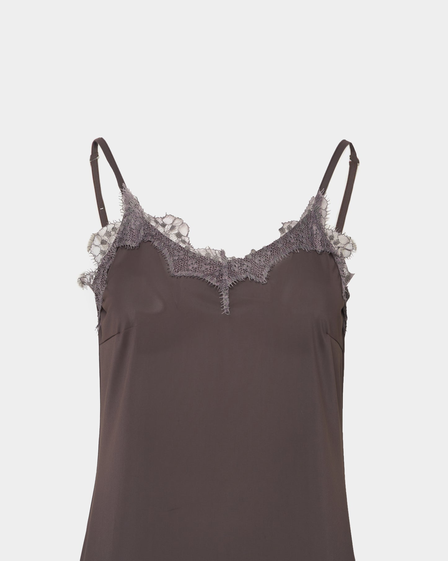 lace layered drape jersey dress Brown【Delivery in July 2026】