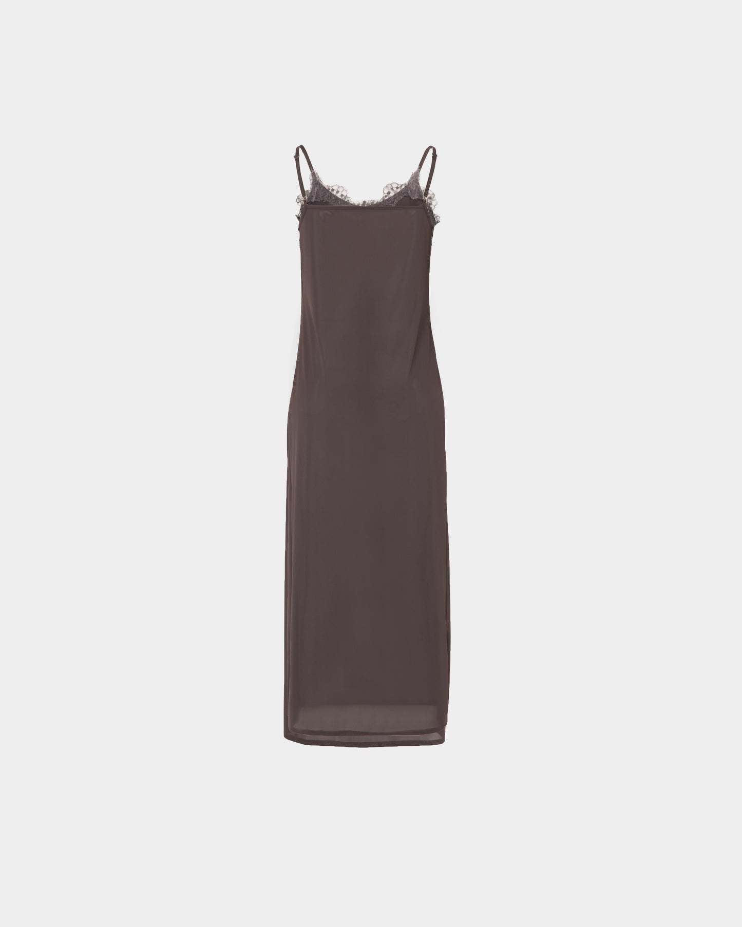 lace layered drape jersey dress Brown【Delivery in July 2026】