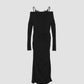 lace layered drape jersey dress Black【Delivery in July 2026】
