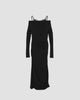 lace layered drape jersey dress Black【stock】