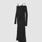 lace layered drape jersey dress Black【Delivery in July 2026】