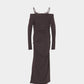 lace layered drape jersey dress Brown【Delivery in July 2026】