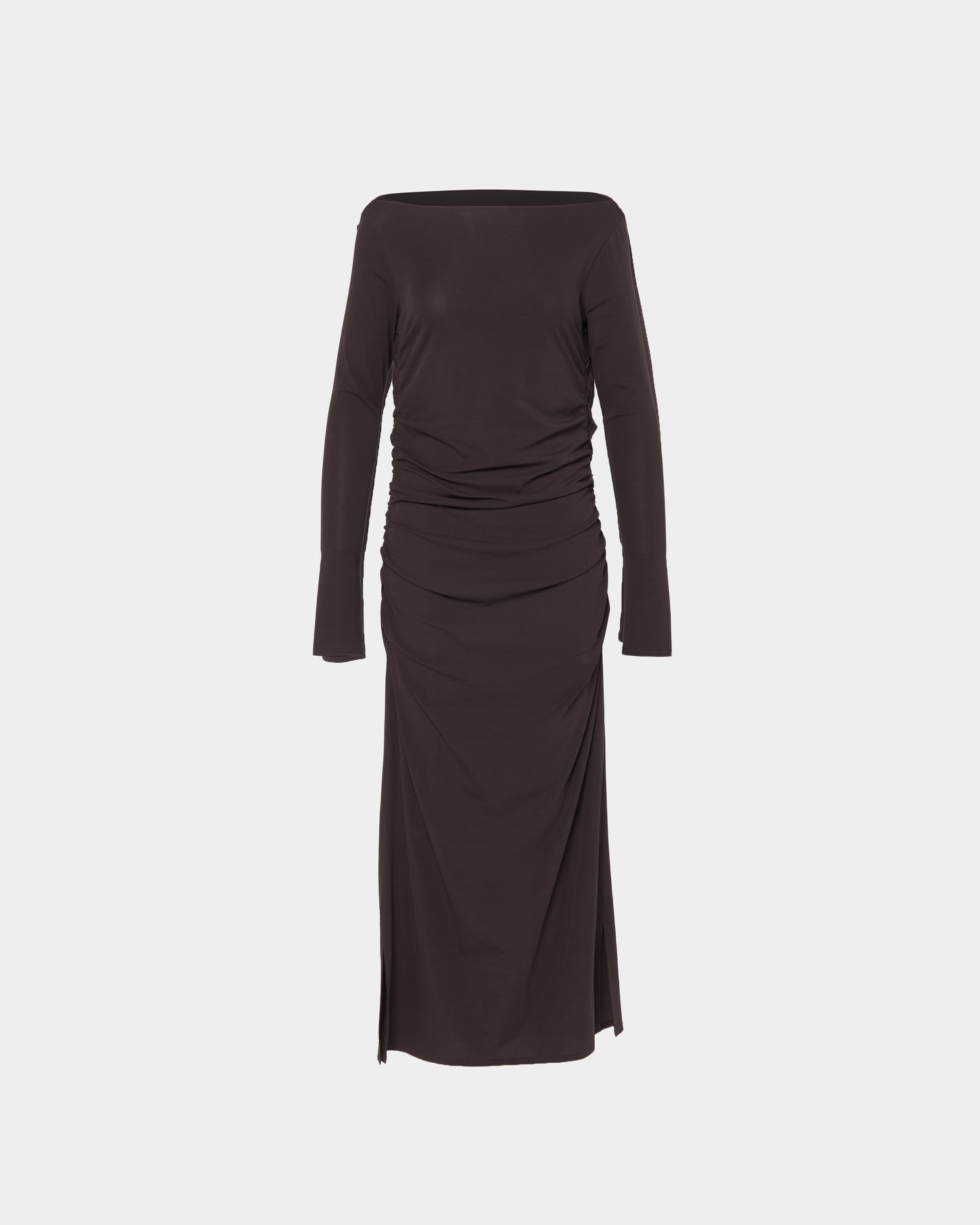 lace layered drape jersey dress Brown【Delivery in July 2026】