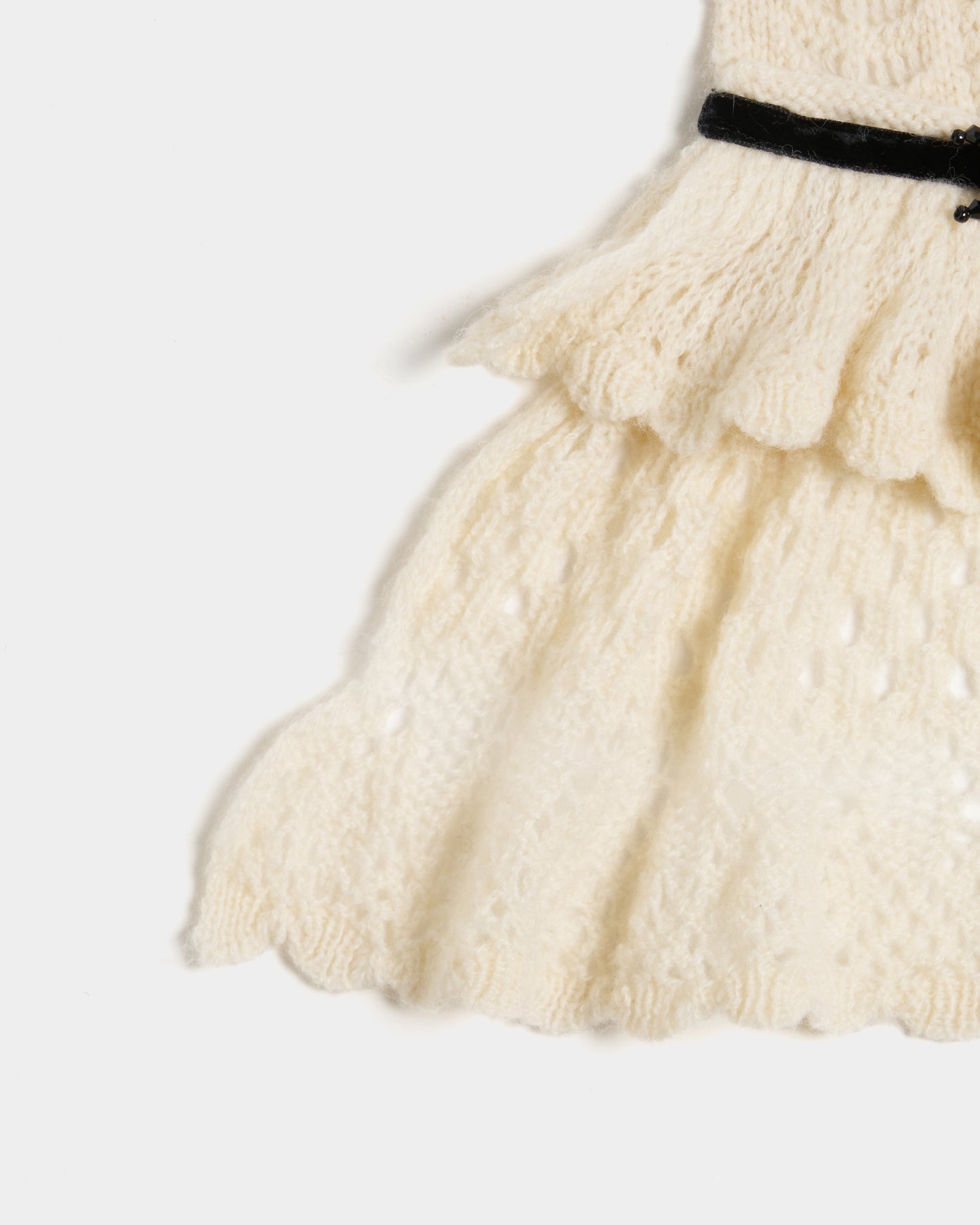 frilled lace knit scarf Ivory【stock】