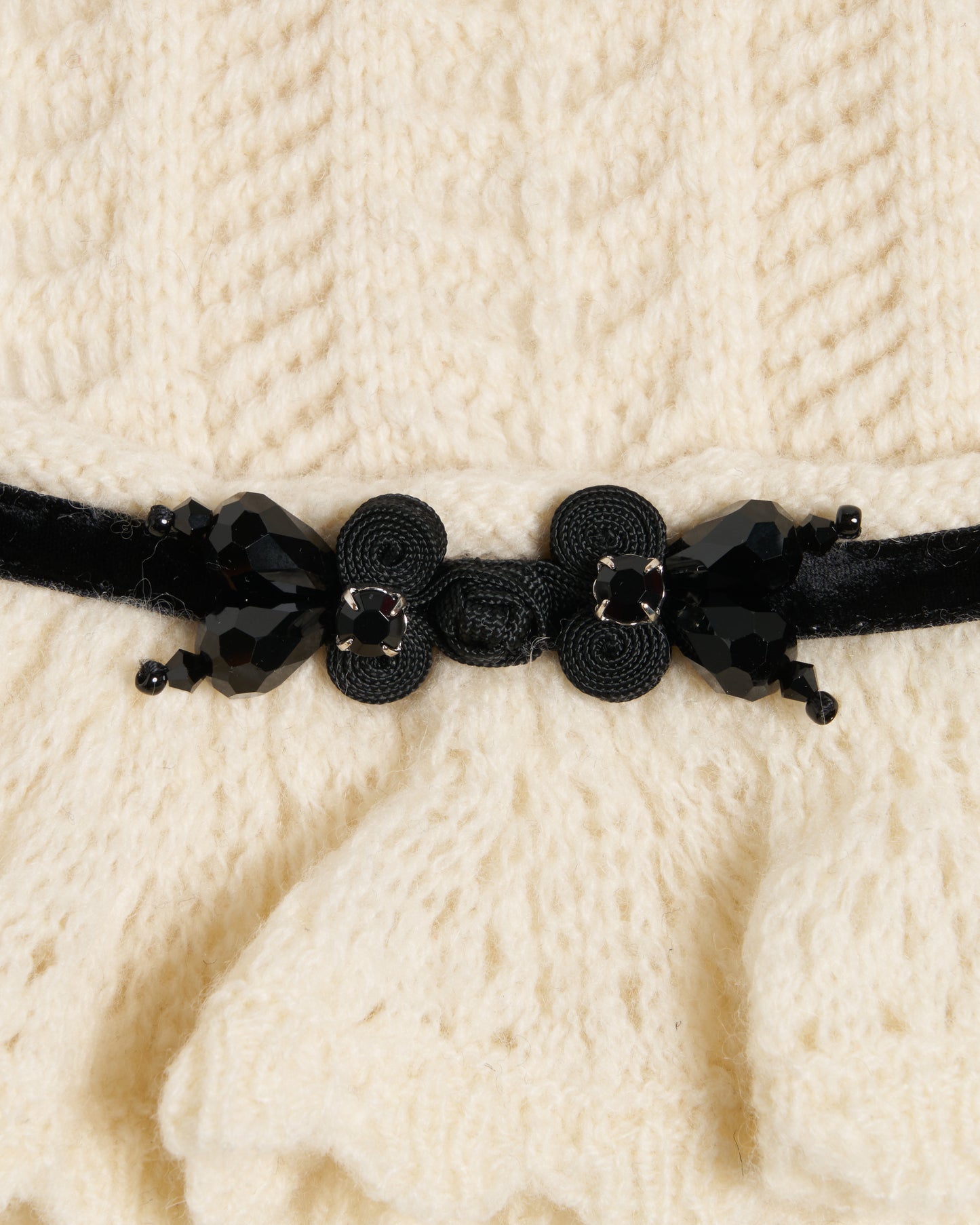 frilled lace knit scarf Ivory【stock】