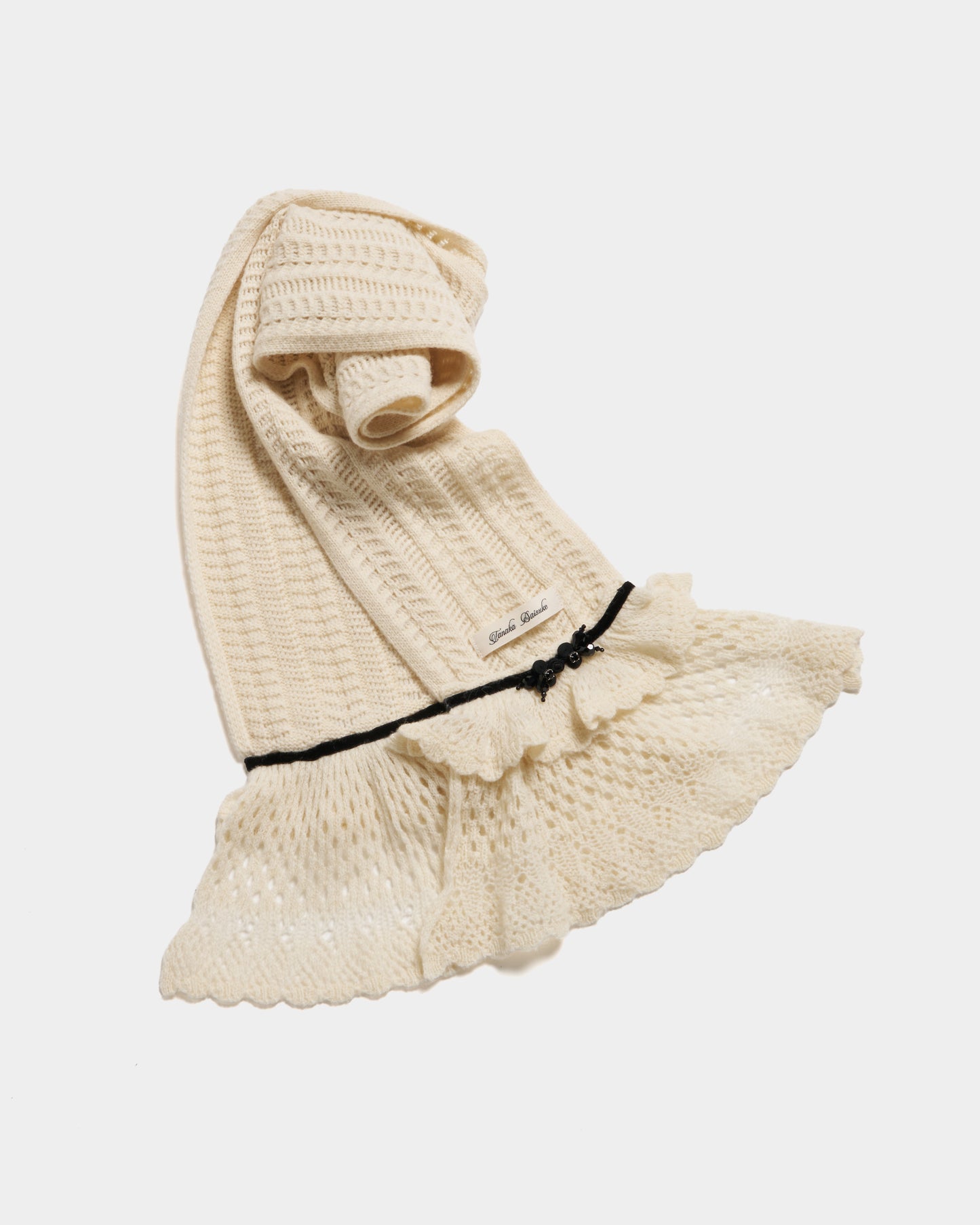 frilled lace knit scarf Ivory【stock】