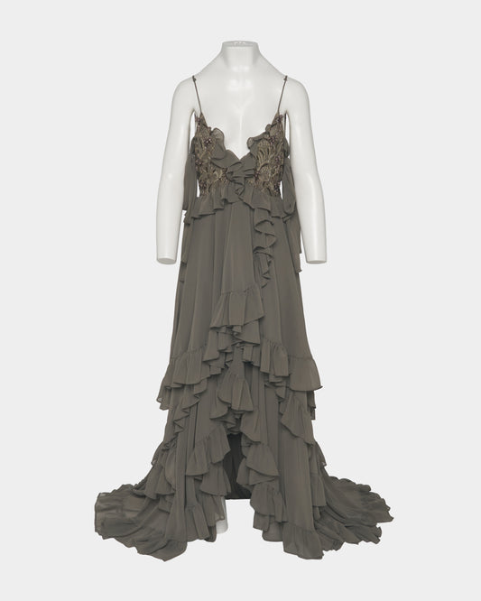 midnight garden frill ciffon dress【Delivery in August 2026】