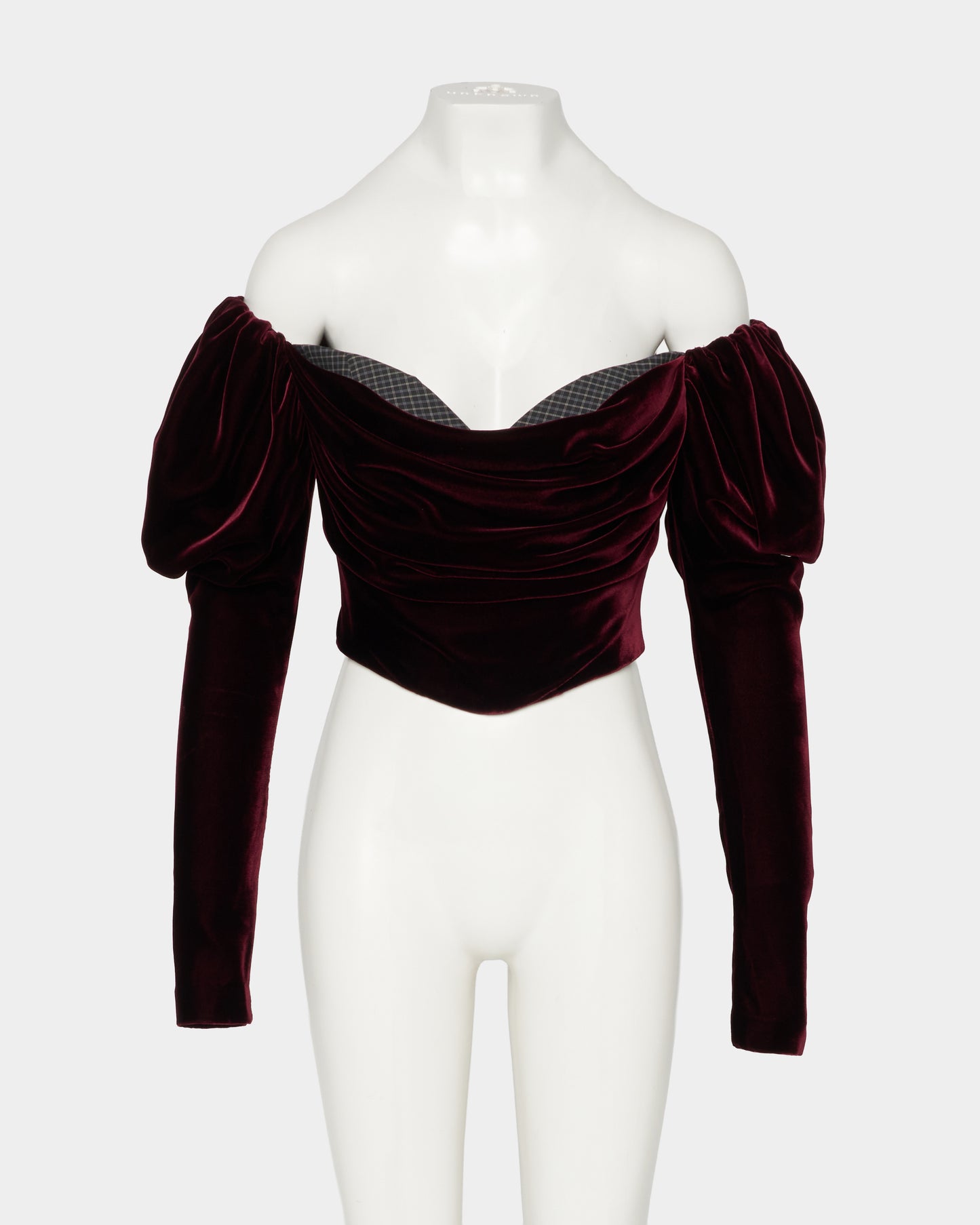 check corset velvet blouse Red【Delivery in September 2026】