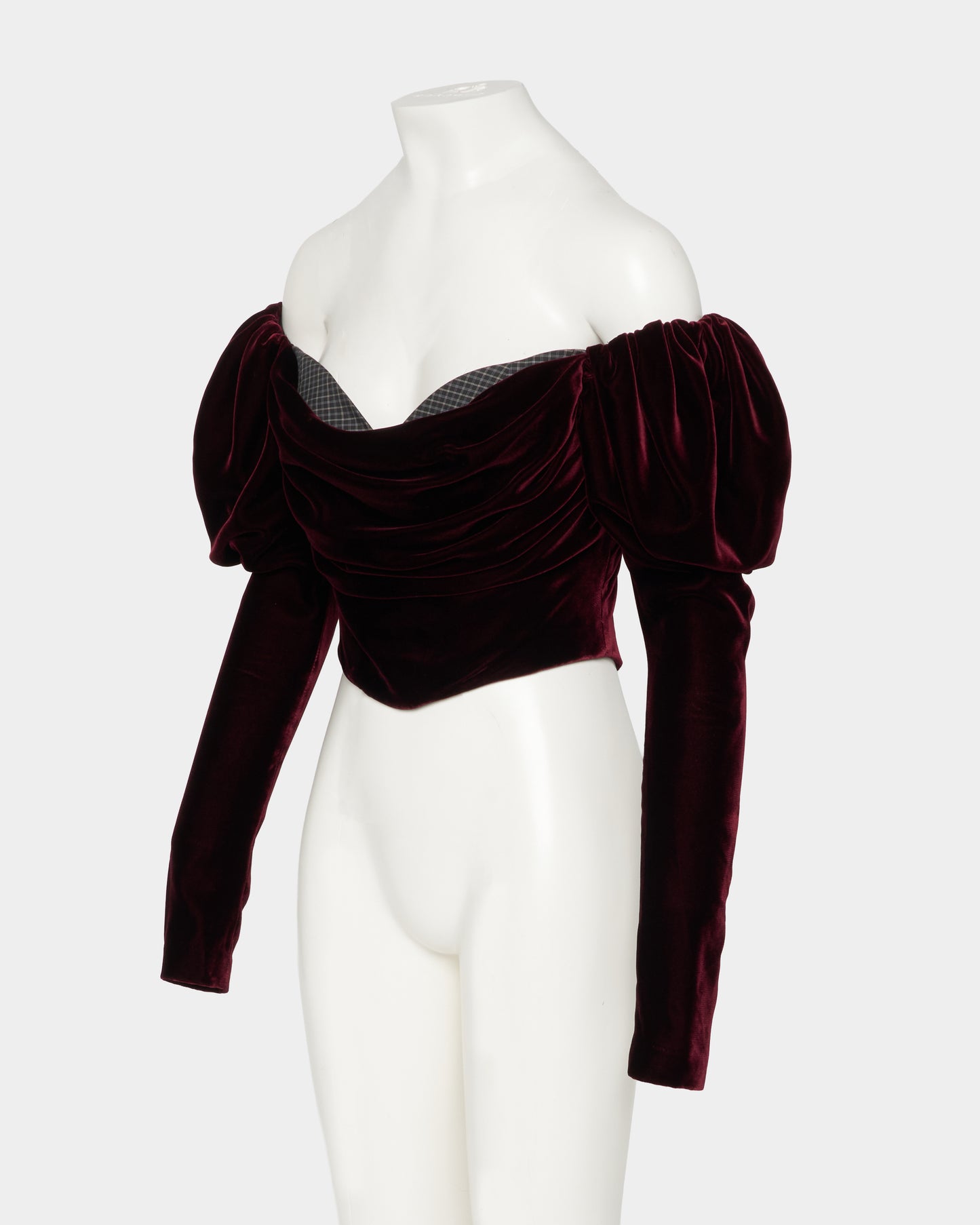 check corset velvet blouse Red【Delivery in September 2026】