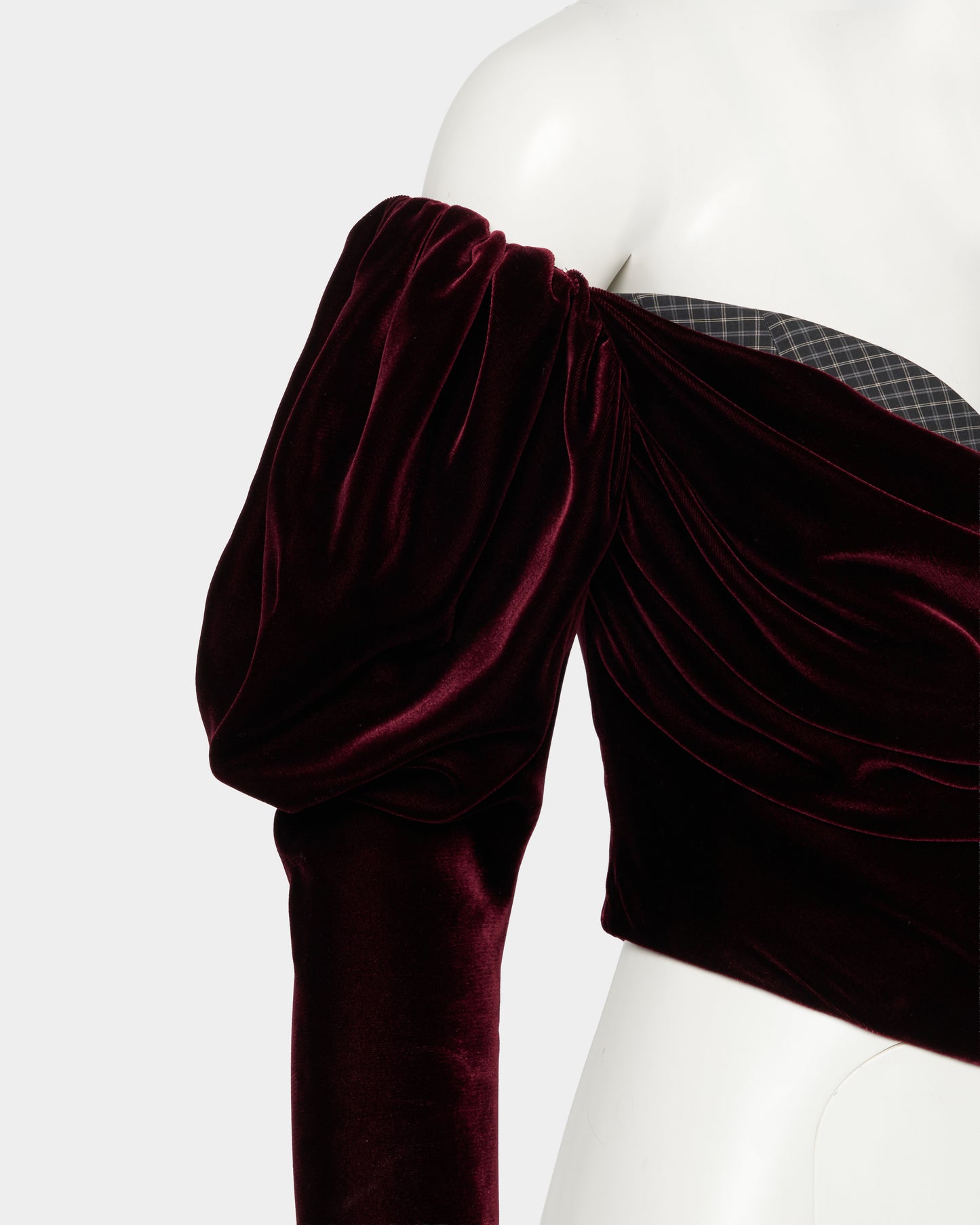check corset velvet blouse Red【Delivery in September 2026】
