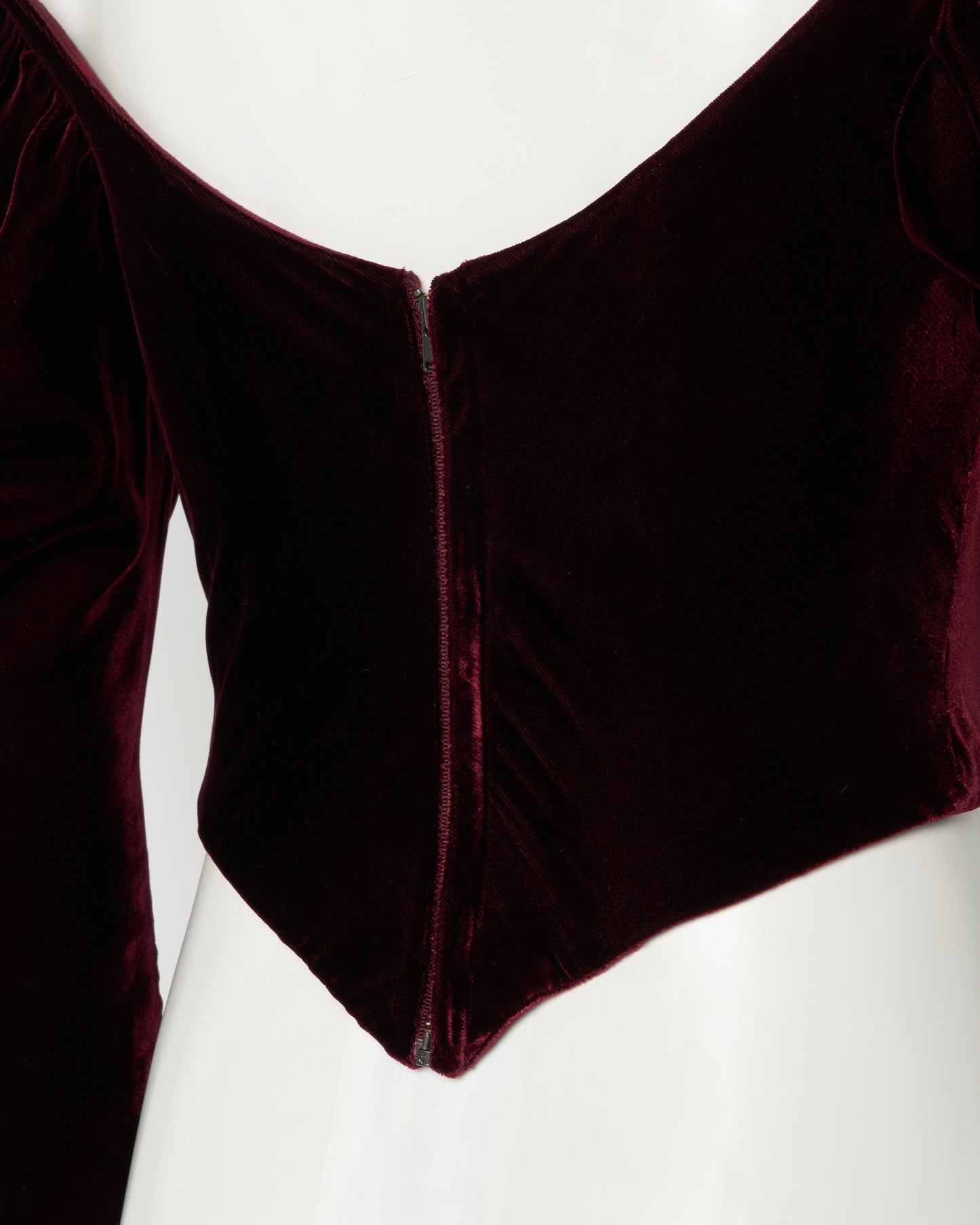 check corset velvet blouse Red【Delivery in September 2026】