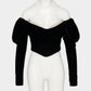check corset velvet blouse Black【Delivery in September 2026】
