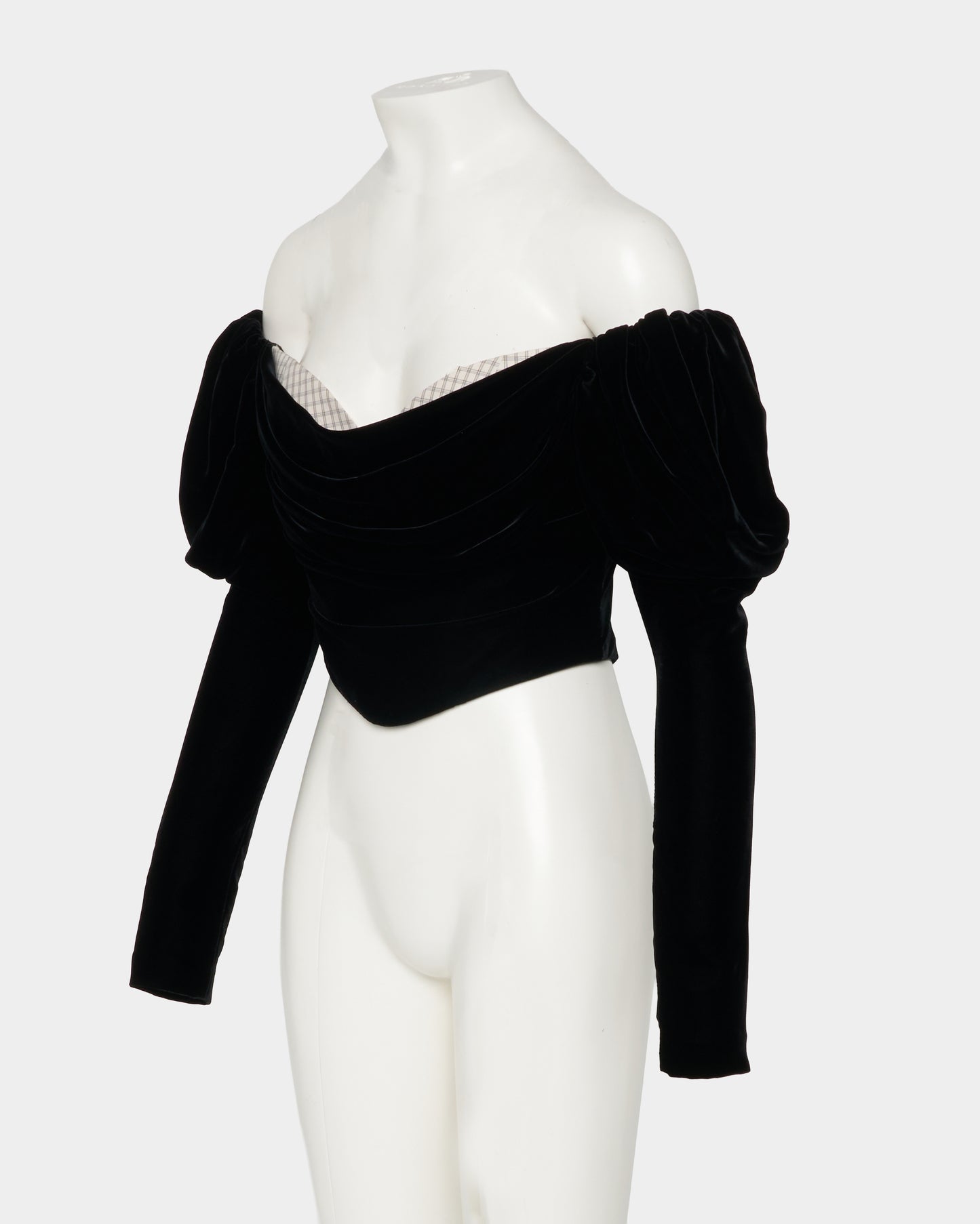 check corset velvet blouse Black【Delivery in September 2026】